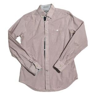 Express‎ Red White Blue Check Button Up Mens Shirt Size Small 14/14 1/2